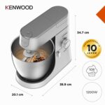 Kenwood Chef XL KVL4100S Küchenmaschine, 1200 W, 6,7 L Edelstahlschüssel, Patisserie-Set, Silber – Bild 3