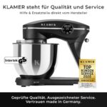 KLAMER Küchenmaschine 1800 W mit 6 L Edelstahlschüssel, geeignet zum Kneten von Brotteig – Bild 2