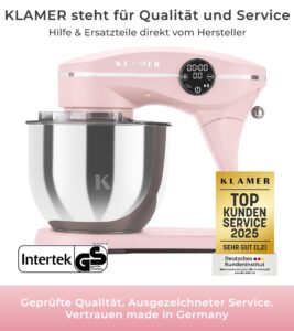 KLAMER Küchenmaschine 1800 W mit 6 L Edelstahlschüssel, geeignet zum Kneten von Brotteig – Bild 2