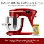 KLAMER Küchenmaschine 1800 W mit 6 L Edelstahlschüssel, geeignet zum Kneten von Brotteig – Bild 2