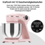 KLAMER Küchenmaschine 1800 W mit 6 L Edelstahlschüssel, geeignet zum Kneten von Brotteig – Bild 6