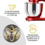 KLAMER Küchenmaschine 1800 W mit 6 L Edelstahlschüssel, geeignet zum Kneten von Brotteig – Bild 7