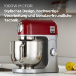 Kenwood kMix KMX750RD Küchenmaschine, 1000 W, 5 L Edelstahlschüssel, Patisserie-Set, Rot – Bild 4