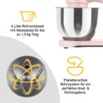 KLAMER Küchenmaschine 1800 W mit 6 L Edelstahlschüssel, geeignet zum Kneten von Brotteig – Bild 7