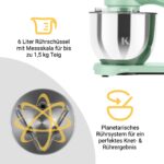 KLAMER Küchenmaschine 1800 W mit 6 L Edelstahlschüssel, geeignet zum Kneten von Brotteig – Bild 7