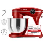 KLAMER Küchenmaschine 1800 W mit 6 L Edelstahlschüssel, geeignet zum Kneten von Brotteig