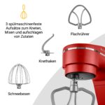 KLAMER Küchenmaschine 1800 W mit 6 L Edelstahlschüssel, geeignet zum Kneten von Brotteig – Bild 5