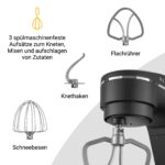 KLAMER Küchenmaschine 1800 W mit 6 L Edelstahlschüssel, geeignet zum Kneten von Brotteig – Bild 5