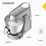 Kenwood Titanium Chef Baker XL Küchenmaschine, 1200 W, 7 L + 5 L Schüsseln, Silber – Bild 8