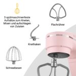 KLAMER Küchenmaschine 1800 W mit 6 L Edelstahlschüssel, geeignet zum Kneten von Brotteig – Bild 5