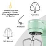 KLAMER Küchenmaschine 1800 W mit 6 L Edelstahlschüssel, geeignet zum Kneten von Brotteig – Bild 5