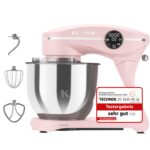KLAMER Küchenmaschine 1800 W mit 6 L Edelstahlschüssel, geeignet zum Kneten von Brotteig