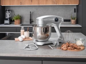 KLAMER Küchenmaschine 1800 W mit 6 L Edelstahlschüssel, geeignet zum Kneten von Brotteig – Bild 3