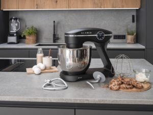 KLAMER Küchenmaschine 1800 W mit 6 L Edelstahlschüssel, geeignet zum Kneten von Brotteig – Bild 3