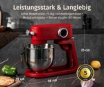 Kraftsman Küchenmaschine mit 5 L Schüssel, 8 Stufen, Timer, Metallgehäuse und 4 Edelstahl-Aufsätzen – Bild 2