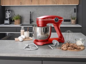 KLAMER Küchenmaschine 1800 W mit 6 L Edelstahlschüssel, geeignet zum Kneten von Brotteig – Bild 3