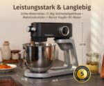 Kraftsman Küchenmaschine mit 5 L Schüssel, 8 Stufen, Timer, Metallgehäuse und 4 Edelstahl-Aufsätzen, Schwarz – Bild 2
