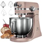 Electrolux EKM5570 Küchenmaschine, 1200 W, 10 Geschwindigkeiten, Edelstahl, Schneebesen und Deckel, Sand